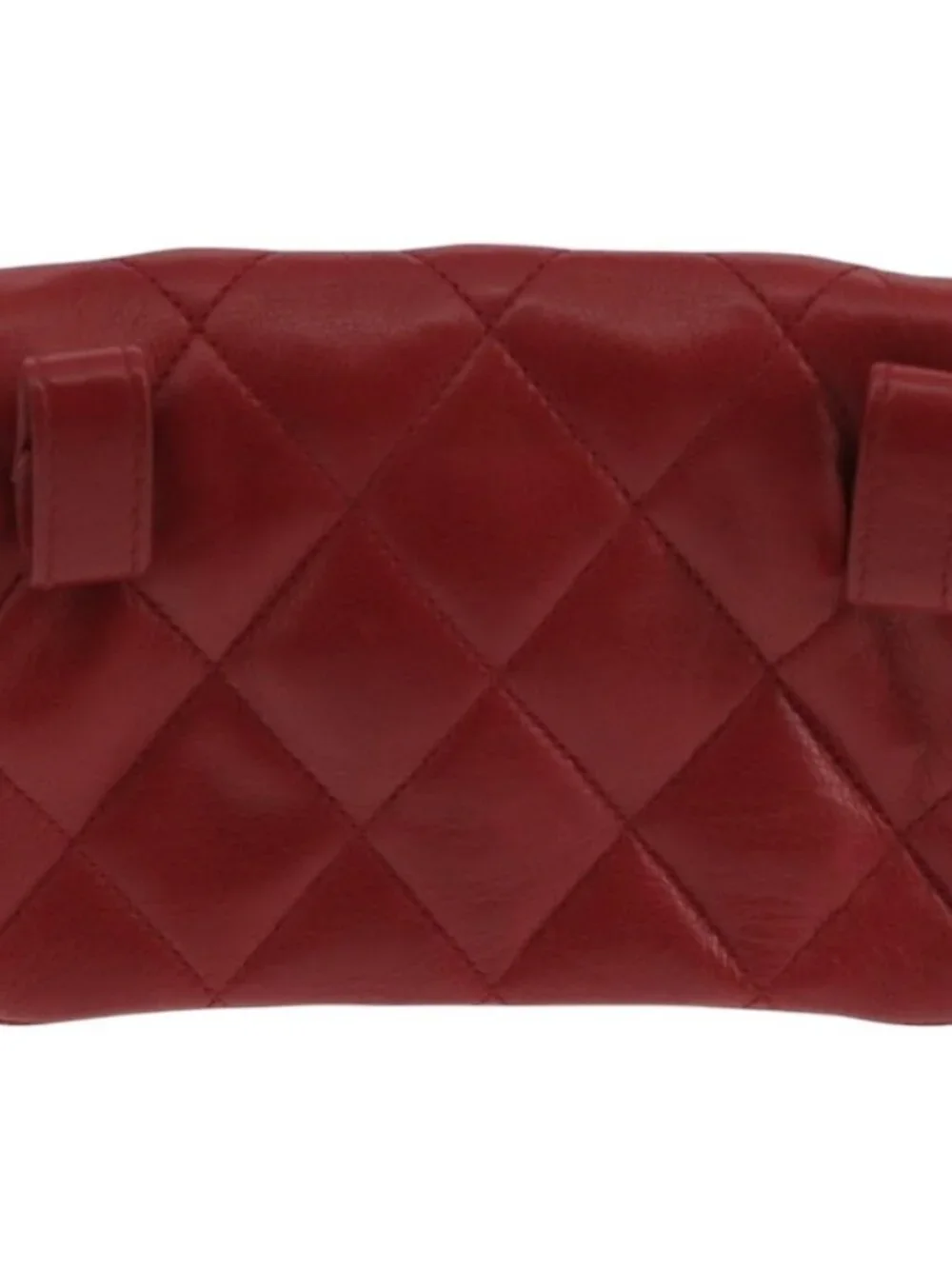 CHANEL Matelasse Waist bag Lamb Skin Red Gold CC Auth PP033